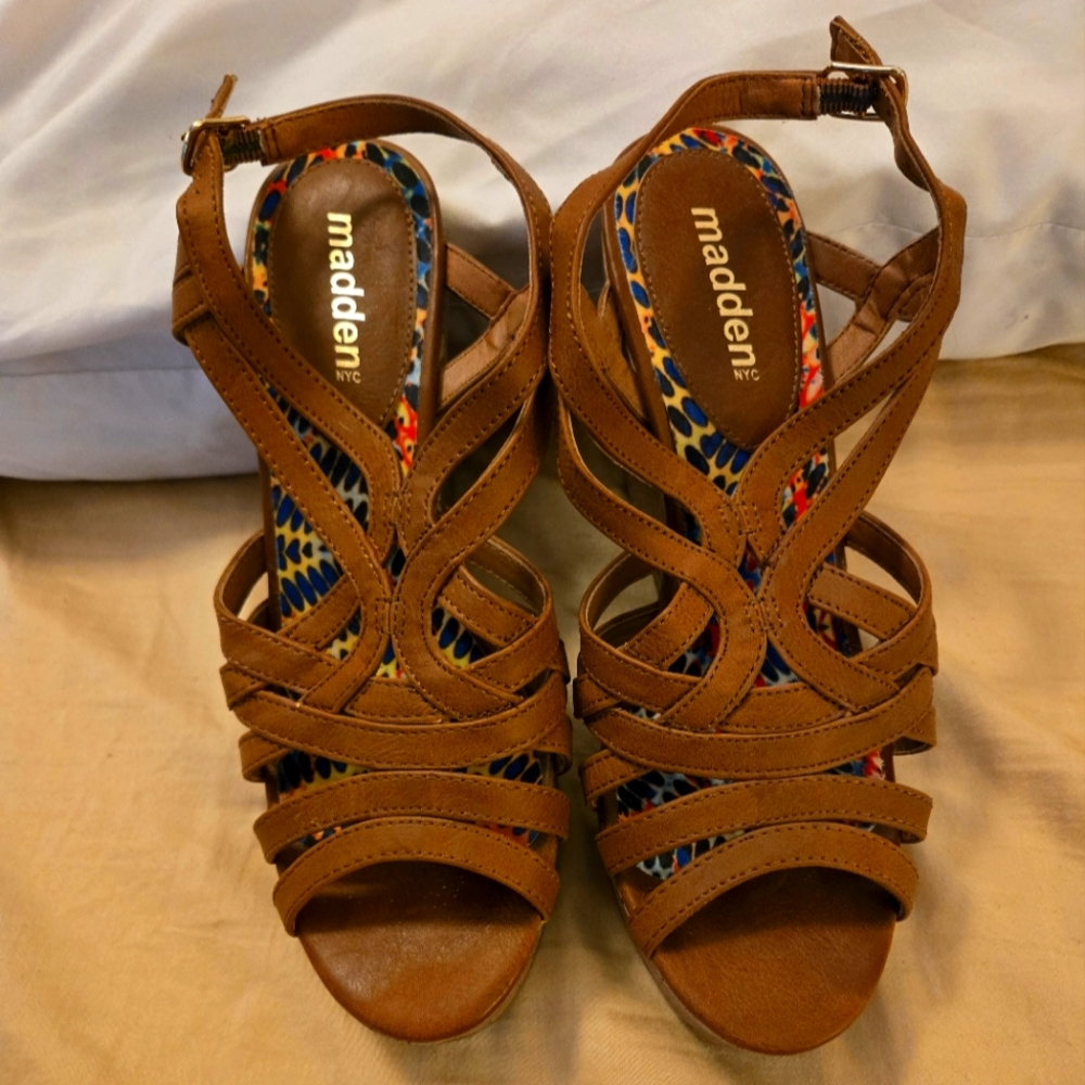 Madden sz 10 cork wedge brown sandals.